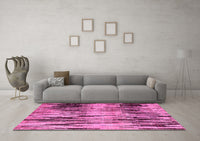 Machine Washable Abstract Pink Modern Rug, wshabs4277pnk