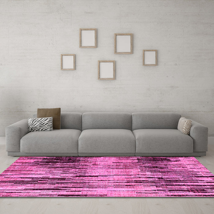 Machine Washable Abstract Pink Modern Rug in a Living Room, wshabs4277pnk