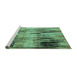 Sideview of Machine Washable Abstract Turquoise Modern Area Rugs, wshabs4277turq