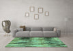 Machine Washable Abstract Turquoise Modern Area Rugs in a Living Room,, wshabs4277turq