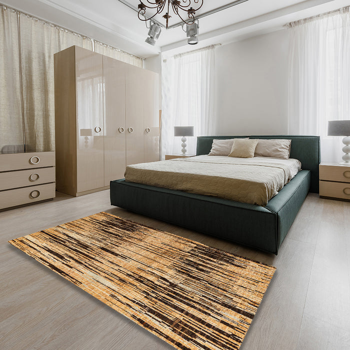 Machine Washable Abstract Red Brown Rug in a Bedroom, wshabs4277