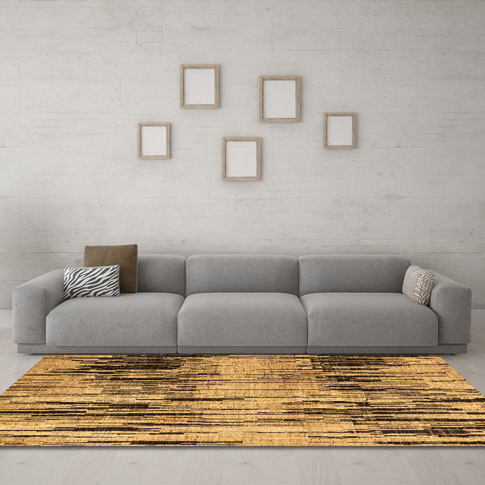 Machine Washable Abstract Brown Modern Rug in a Living Room,, wshabs4277brn