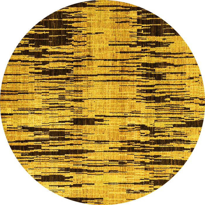 Round Abstract Yellow Modern Rug, abs4277yw