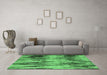 Machine Washable Abstract Emerald Green Modern Area Rugs in a Living Room,, wshabs4277emgrn