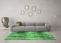 Machine Washable Abstract Emerald Green Modern Rug, wshabs4277emgrn