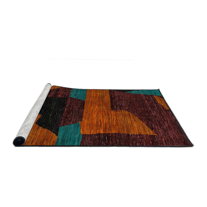 Sideview of Machine Washable Abstract Red Rug, wshabs4278