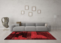 Machine Washable Abstract Red Modern Rug, wshabs4278red