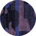 Round Machine Washable Abstract Blue Modern Rug, wshabs4278blu