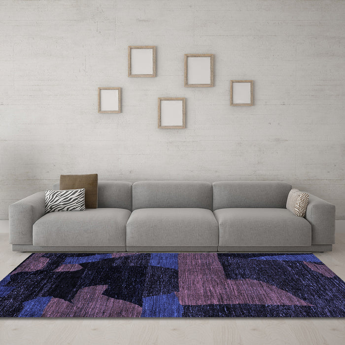 Machine Washable Abstract Blue Modern Rug in a Living Room, wshabs4278blu
