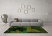 Machine Washable Abstract Green Modern Area Rugs in a Living Room,, wshabs4278grn