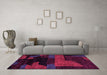 Machine Washable Abstract Pink Modern Rug in a Living Room, wshabs4278pnk