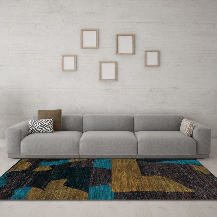 Machine Washable Abstract Light Blue Modern Rug in a Living Room, wshabs4278lblu