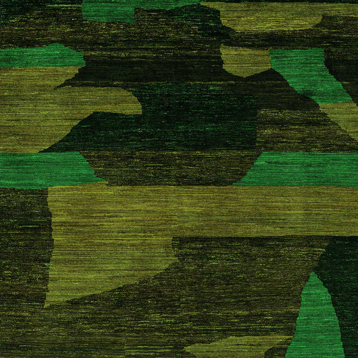 Square Abstract Green Modern Rug, abs4278grn