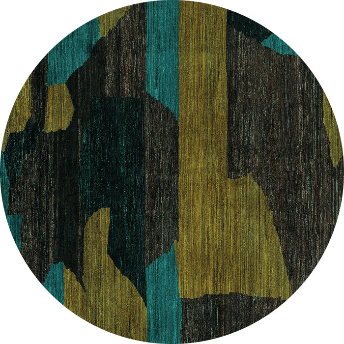 Round Abstract Turquoise Modern Rug, abs4278turq