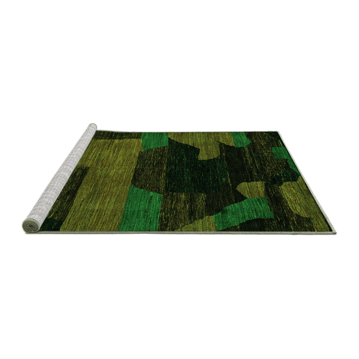 Sideview of Machine Washable Abstract Green Modern Area Rugs, wshabs4278grn