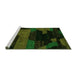 Sideview of Machine Washable Abstract Green Modern Area Rugs, wshabs4278grn