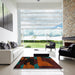 Square Abstract Red Modern Rug in a Living Room, abs4278