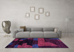 Machine Washable Abstract Purple Modern Area Rugs in a Living Room, wshabs4278pur