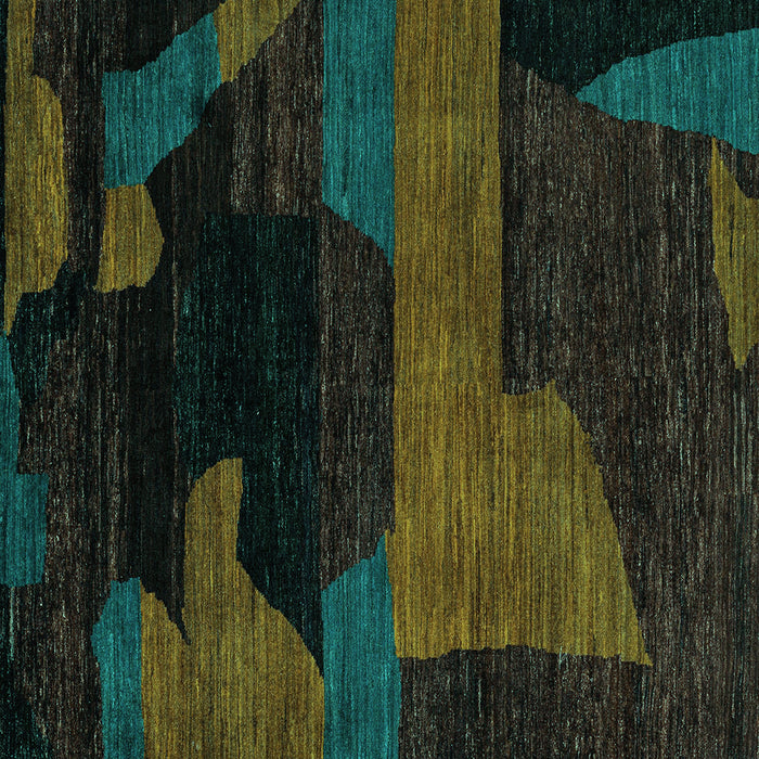 Square Abstract Turquoise Modern Rug, abs4278turq