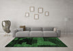 Machine Washable Abstract Emerald Green Modern Area Rugs in a Living Room,, wshabs4278emgrn