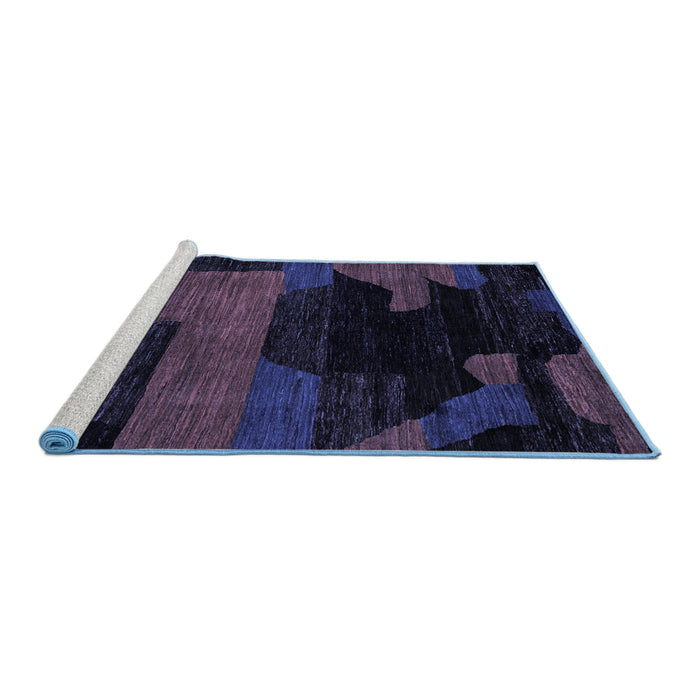 Sideview of Machine Washable Abstract Blue Modern Rug, wshabs4278blu
