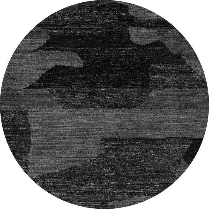 Round Machine Washable Abstract Gray Modern Rug, wshabs4278gry