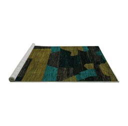 Sideview of Machine Washable Abstract Turquoise Modern Area Rugs, wshabs4278turq