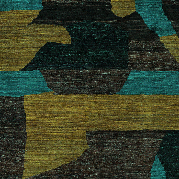 Machine Washable Abstract Turquoise Modern Area Rugs, wshabs4278turq