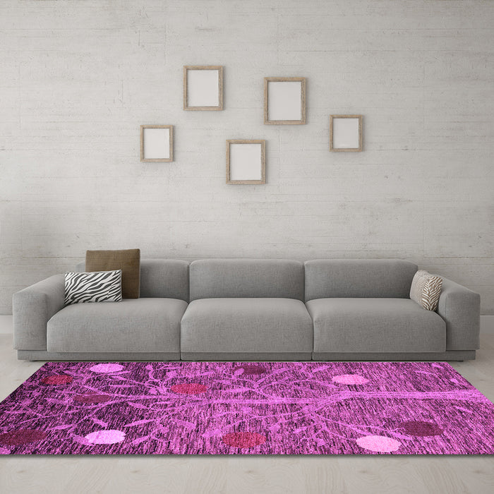 Machine Washable Abstract Purple Modern Area Rugs in a Living Room, wshabs4279pur