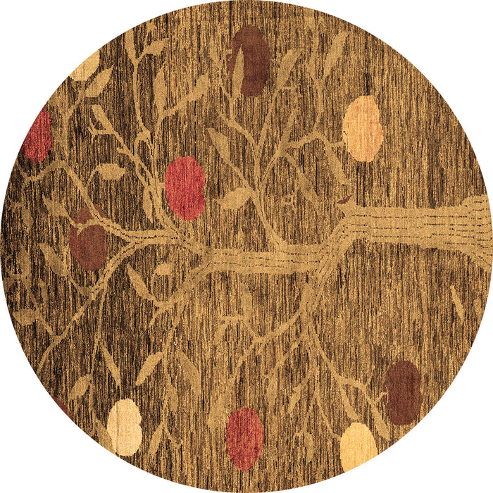 Round Abstract Brown Modern Rug, abs4279brn