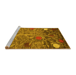Sideview of Machine Washable Abstract Yellow Modern Rug, wshabs4279yw
