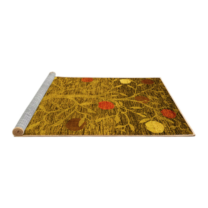 Sideview of Machine Washable Abstract Yellow Modern Rug, wshabs4279yw