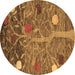 Round Machine Washable Abstract Brown Modern Rug, wshabs4279brn