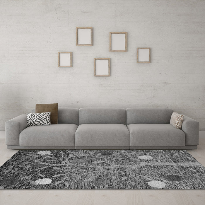 Machine Washable Abstract Gray Modern Rug in a Living Room,, wshabs4279gry