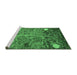 Sideview of Machine Washable Abstract Emerald Green Modern Area Rugs, wshabs4279emgrn