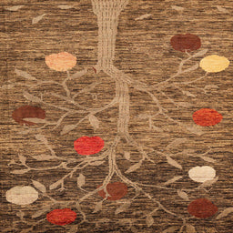 Square Abstract Saddle Brown Modern Rug, abs4279