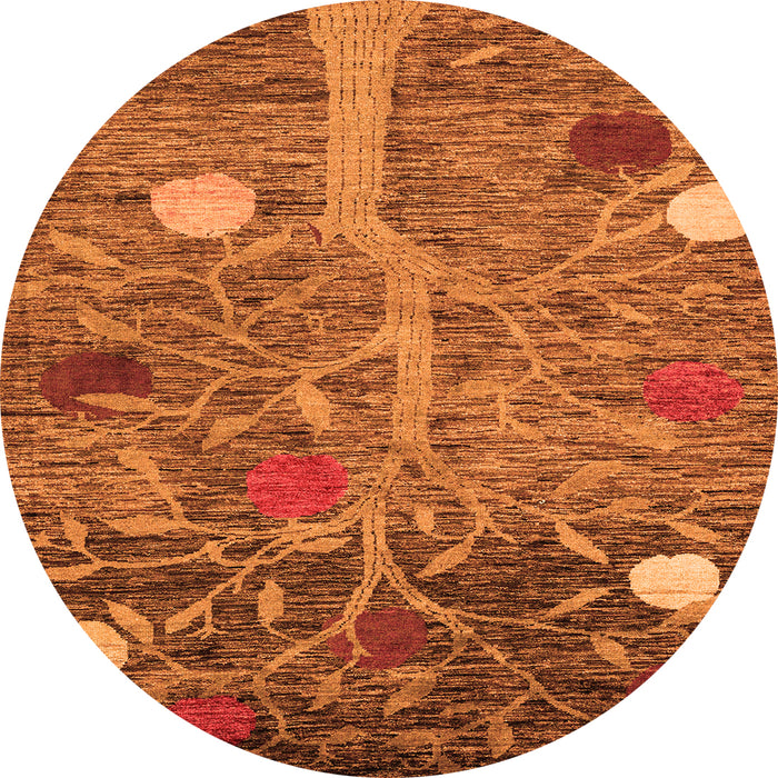 Round Abstract Orange Modern Rug, abs4279org