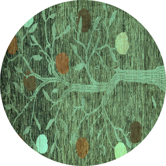 Round Abstract Turquoise Modern Rug, abs4279turq