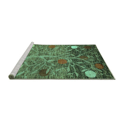 Sideview of Machine Washable Abstract Turquoise Modern Area Rugs, wshabs4279turq