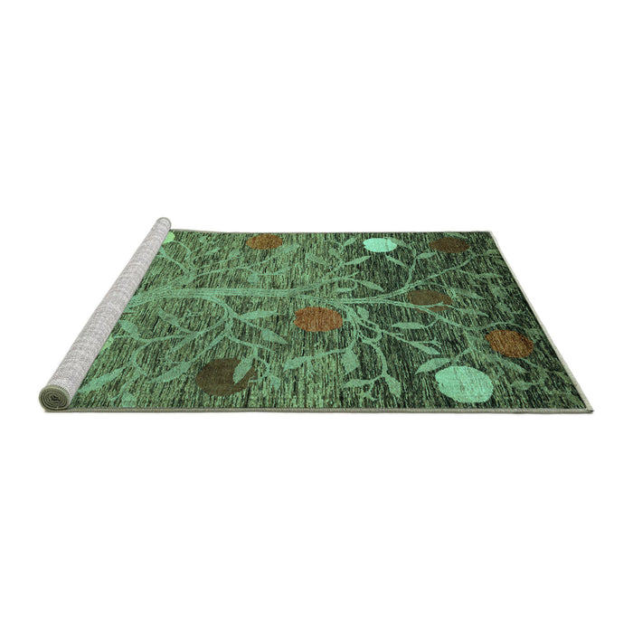 Sideview of Machine Washable Abstract Turquoise Modern Area Rugs, wshabs4279turq