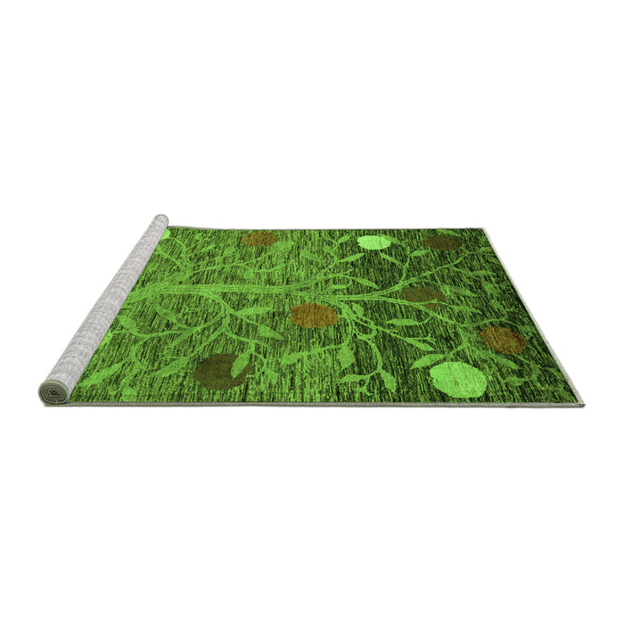 Sideview of Machine Washable Abstract Green Modern Area Rugs, wshabs4279grn