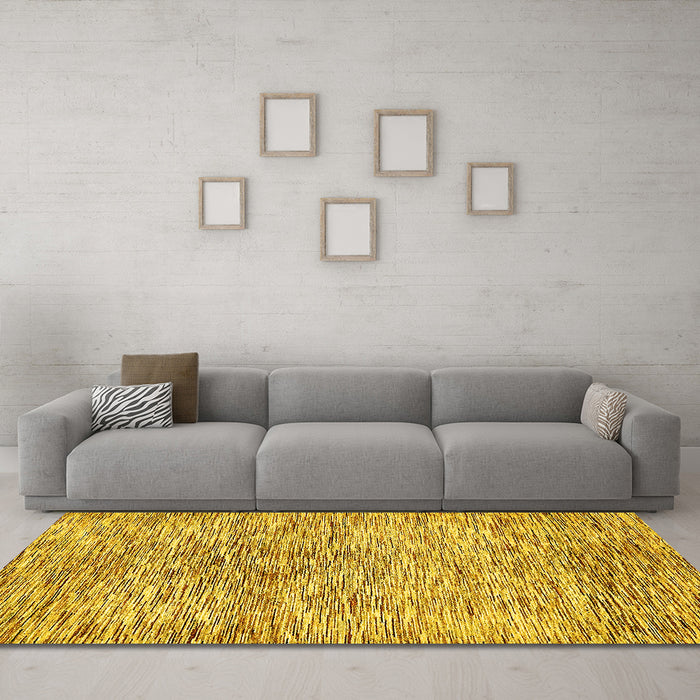 Machine Washable Abstract Yellow Modern Rug in a Living Room, wshabs427yw