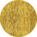 Round Machine Washable Abstract Yellow Modern Rug, wshabs427yw