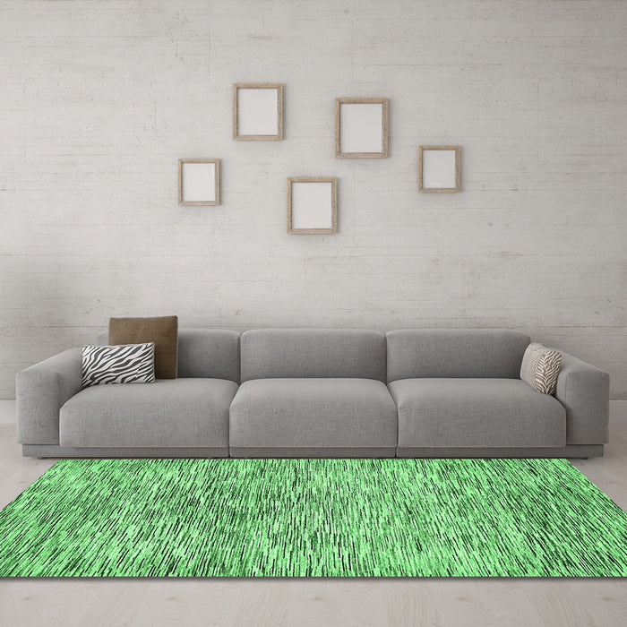 Machine Washable Abstract Emerald Green Modern Area Rugs in a Living Room,, wshabs427emgrn