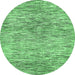 Round Machine Washable Abstract Emerald Green Modern Area Rugs, wshabs427emgrn