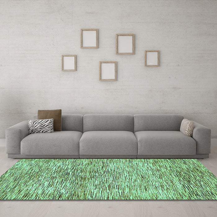 Machine Washable Abstract Turquoise Modern Area Rugs in a Living Room,, wshabs427turq