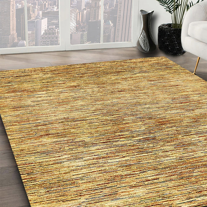 Abstract Chrome Gold Yellow Modern Rug in Family Room, abs427