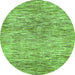 Round Machine Washable Abstract Green Modern Area Rugs, wshabs427grn