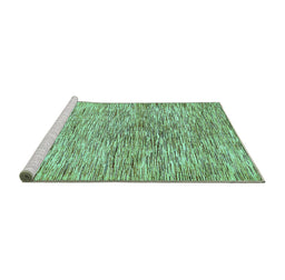 Sideview of Machine Washable Abstract Turquoise Modern Area Rugs, wshabs427turq
