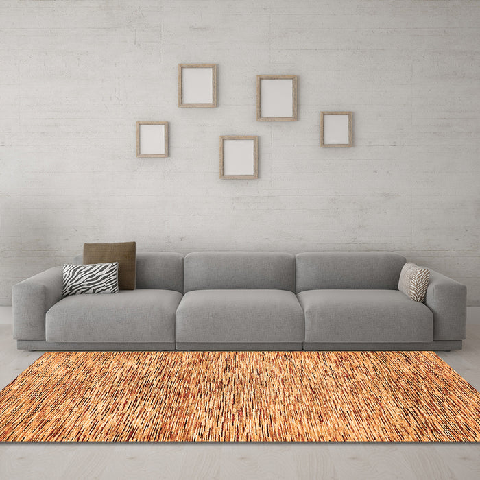 Machine Washable Abstract Orange Modern Area Rugs in a Living Room, wshabs427org